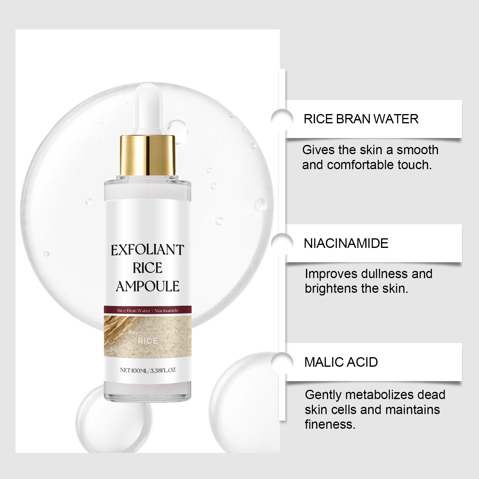 Rice Exfoliating Ampoule Facia - Niacinamide Pore Shrinking Essence ulasan dan harga